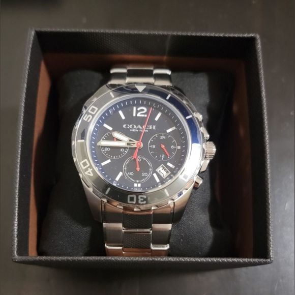 Coach mens watch NIB Kent Chronograph Multi-Finish Navy Blue